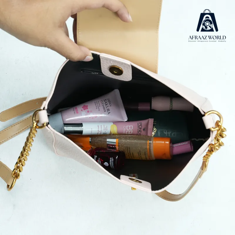 Stylish Pink-Beige Shoulder Bag Set for Women | 2-in-1 Luxury Handbag by Afraaz World