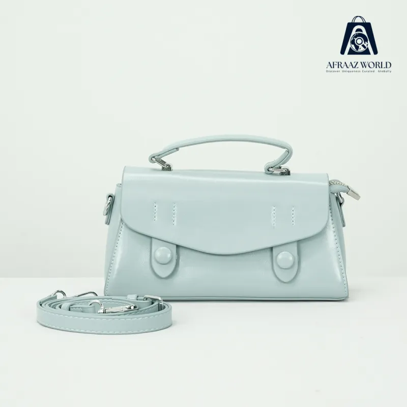Pastel Blue Mini Satchel Bag with Top Handle & Crossbody Strap