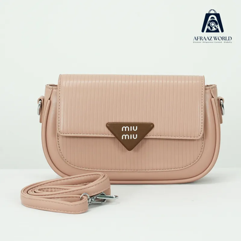 Elegant MIU MIU  Pink Textured Crossbody Bag with Triangle Logo